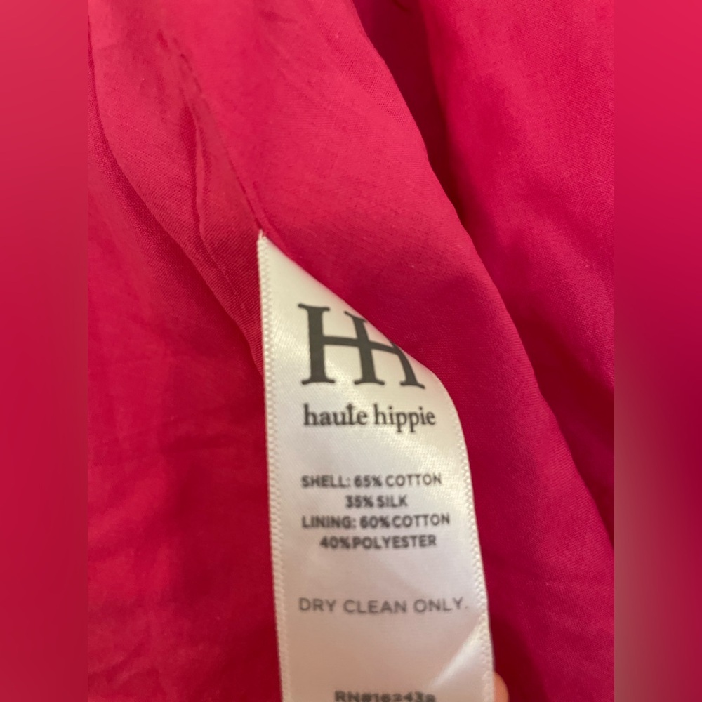 NWT! Haute Hippie Catherine Lace Trimmed Fuscia Cotton Silk Mini Skirt Size 8/L - Picture 10 of 11